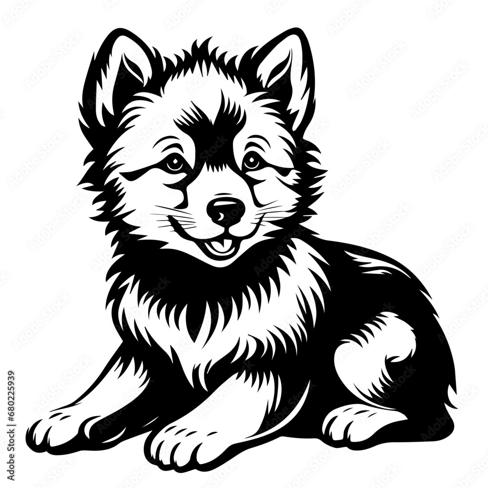 Playful Baby Wolf Vector Illustration