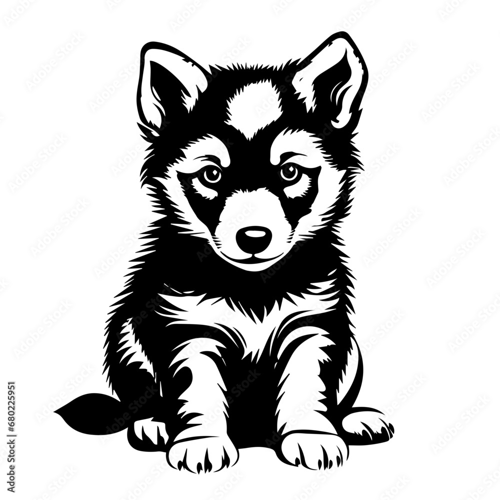 Playful Baby Wolf Vector Illustration