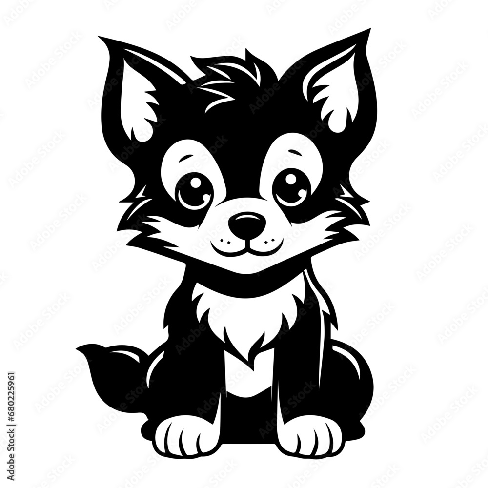 Playful Baby Wolf Vector Illustration