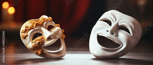 Theater masks with happy and sad expression photo