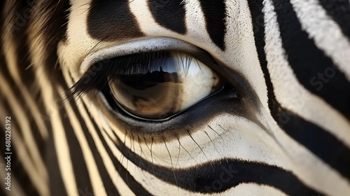 Zebra with head and eye in focus and stripes in soft focus  wildlife black and white stripes