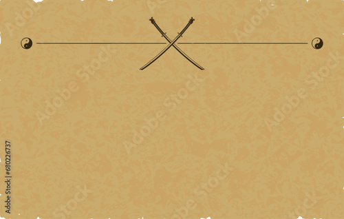 Large Parchment Certificate with Katanas and Yin Yang