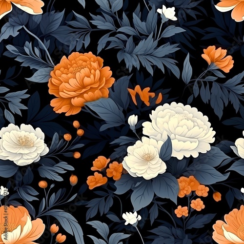 Floral Seamless Pattern. Renaissance. Elegant designs with flowers. AI Generated.