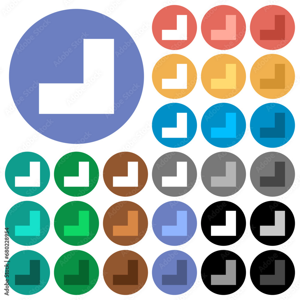 Bottom right angle arrow solid round flat multi colored icons Bottom right angle arrow solid round flat multi colored icons