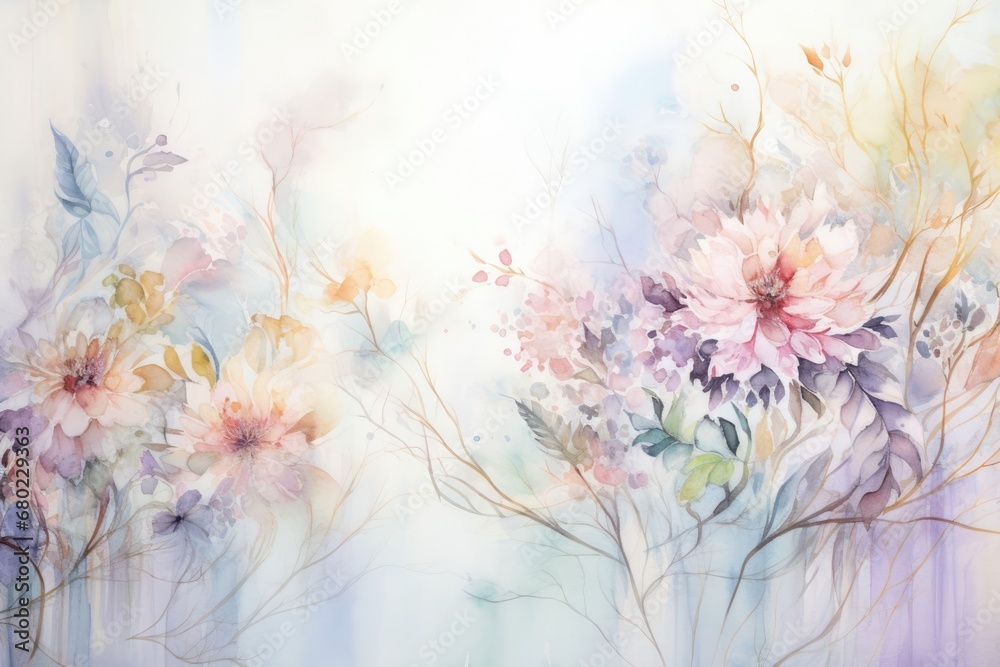 Floral illustration spring watercolor background flower nature art summer bouquet wallpaper design blossom abstract