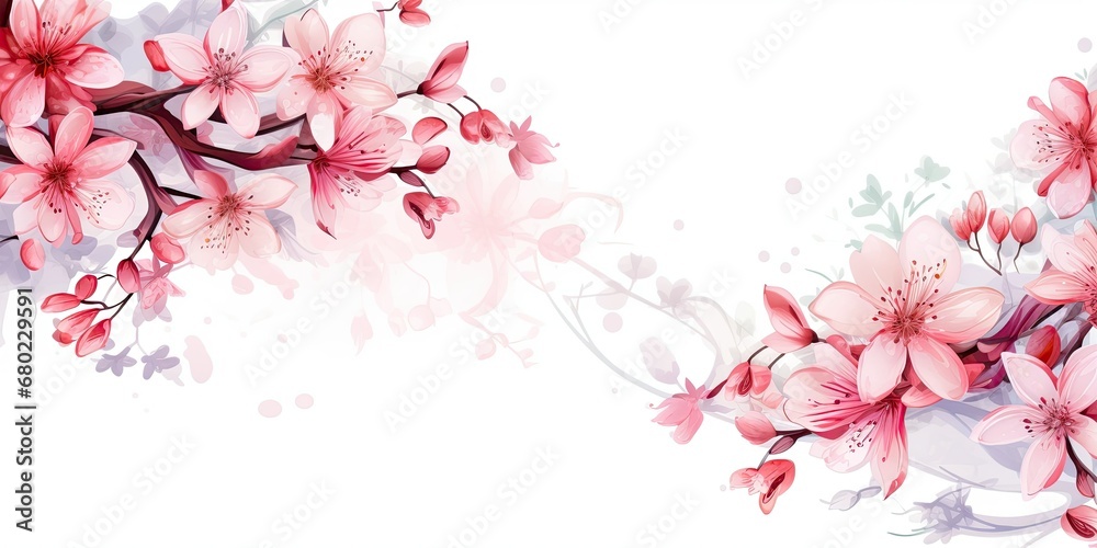 Border of Blossoms - Vector Frame Adorned with Spring Flowers - Nature's Graceful Embrace in Every Edge
