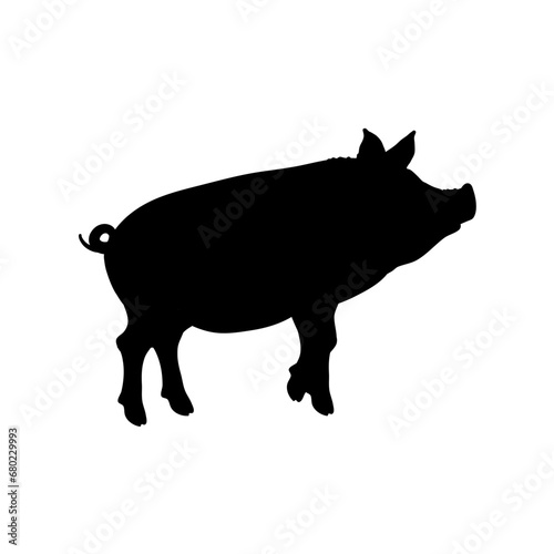 pig silhouette - vector illustration