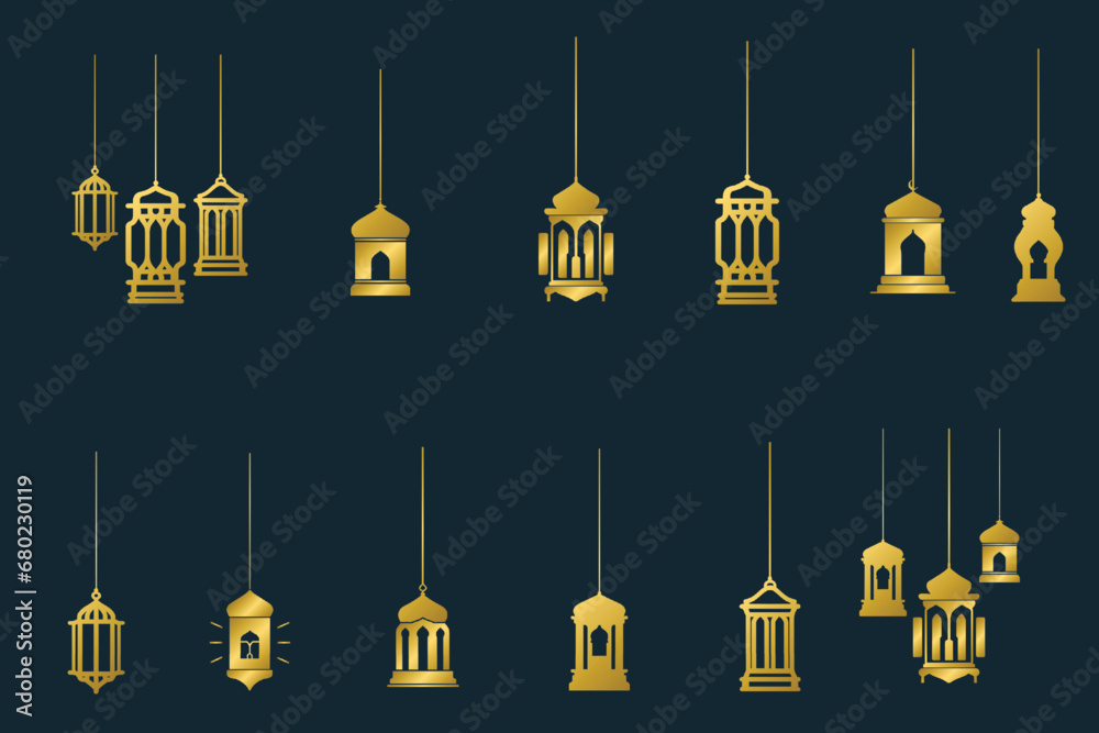 Set of golden islamic lantern elements, gold Arabic antique hanging oil Lamp lights Set of golden islamic lantern elements, gold Arabic antique hanging oil Lamp lights