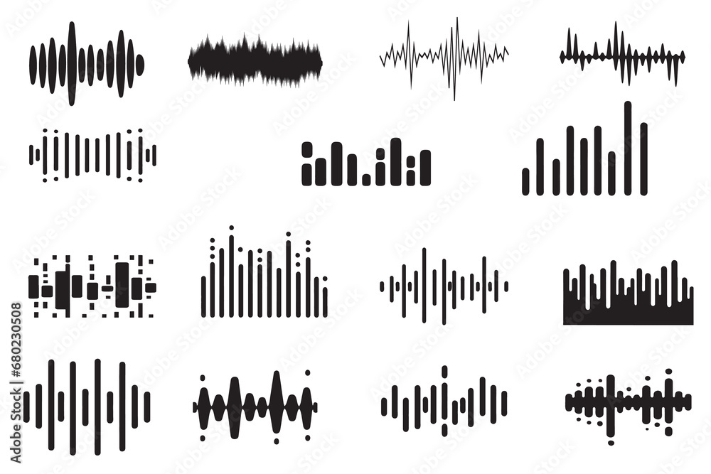 Set of sound waves, equalizer, wave forms