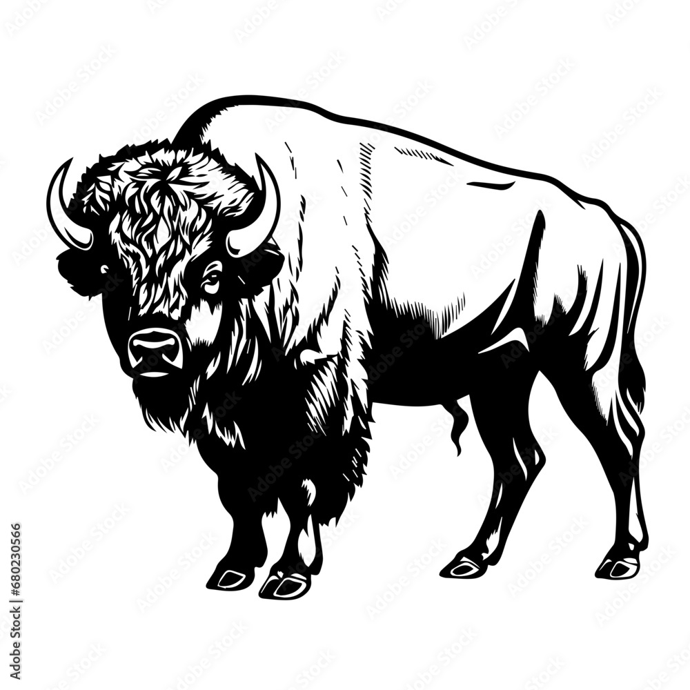 Majestic Buffalo Vector Illustration