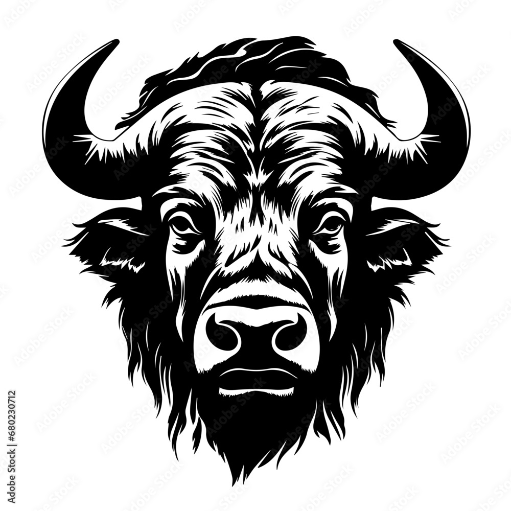 Stately Buffalo Head Vector Illustration Stately Buffalo Head Vector Illustration