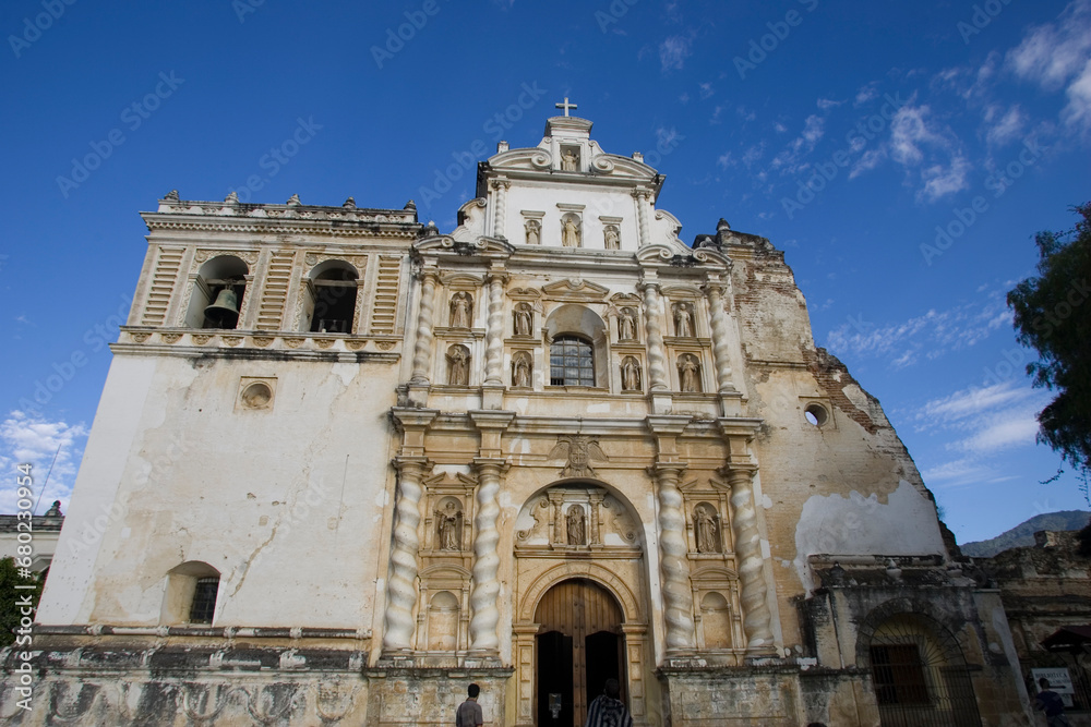 La Merced churche Antigua Guatemala on a sunny summer day