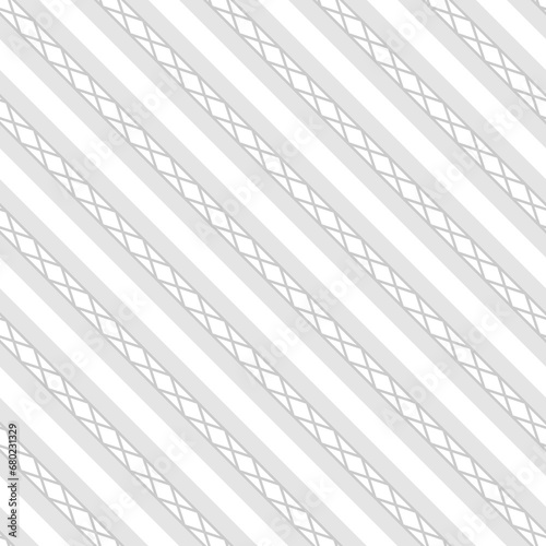 Grey stylized diagonal lines. Striped wallpaper. Seamless surface pattern design with symmetrical linear ornament. Stripes motif. Digital paper for page fills, web designing, textile print. Vector.