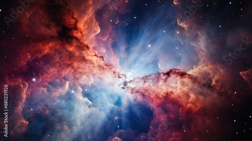 Graceful Celestial Ballet A Nebula in a Dance of Colors and Light