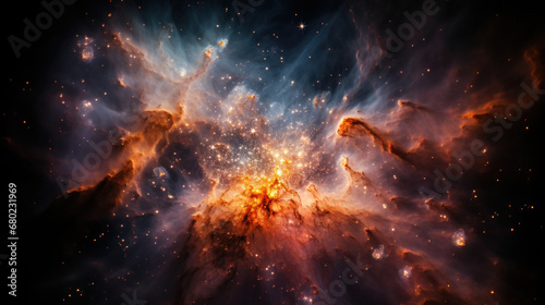 Star-Kissed Clouds Unveiling the Birth of Stars in a Vibrant Nebula