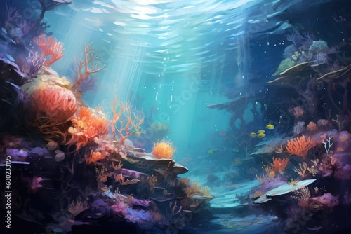 underwater scene with coral reef © GalleryGlider