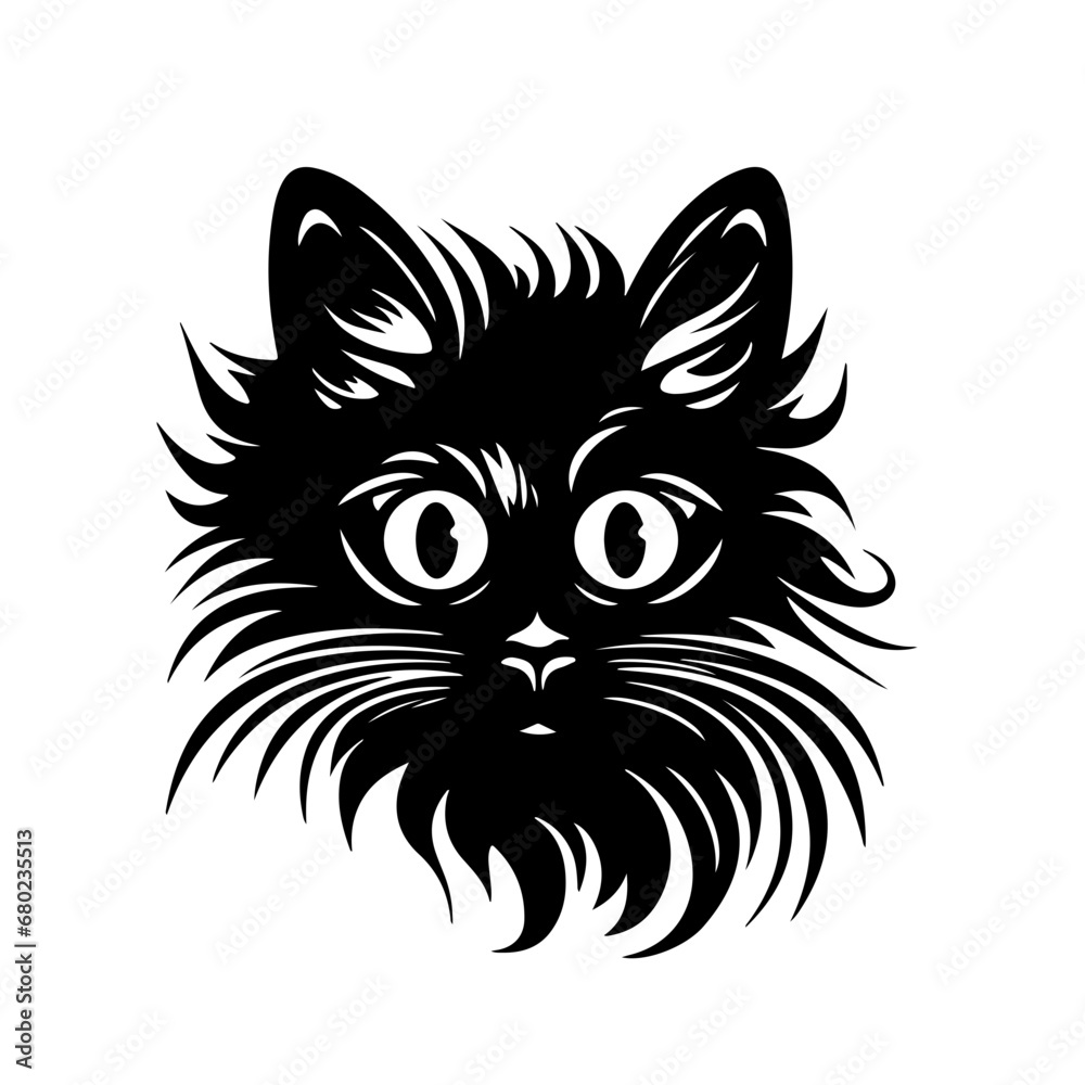 Whimsical Crazy Cat Vector Illustration Whimsical Crazy Cat Vector Illustration
