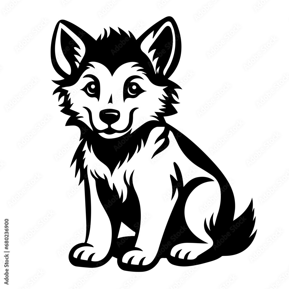 Playful Cute Wolf Vector Illustration Playful Cute Wolf Vector Illustration