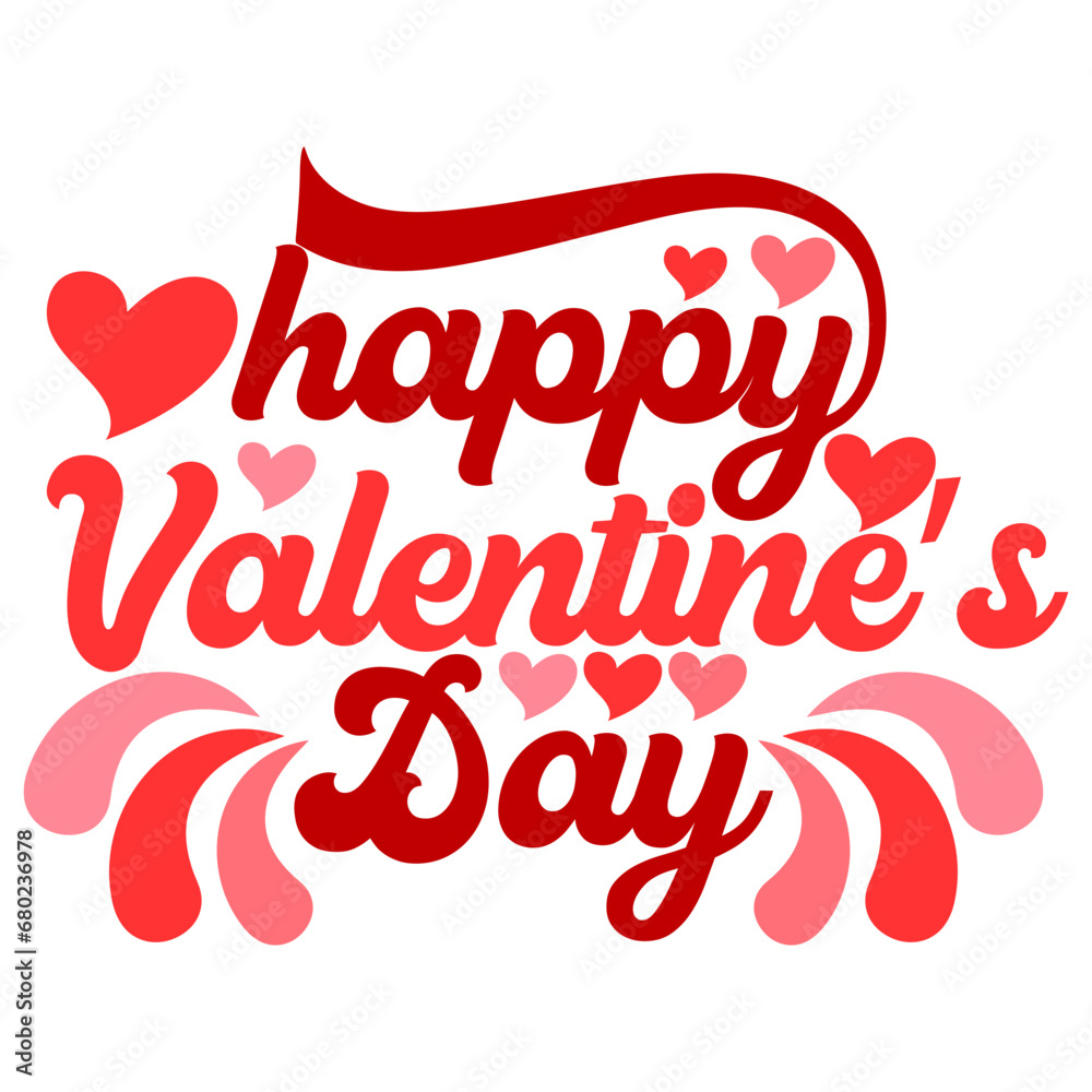 Happy valentine day 2024 Groovy Wavy Retro Sublimation T-shirt Design

