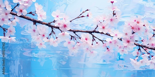 Sakura Serenity in Artmif - Pink Cherry Blossoms Dancing in Spring Breeze - Against a Canvas of Clear Blue Sky, Enhanced with Artmif Magic