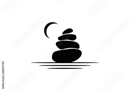 simple balancing stones logo design vector illustration