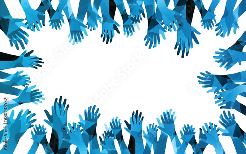 Human hands clapping giving ovation, greetings and support	 photo