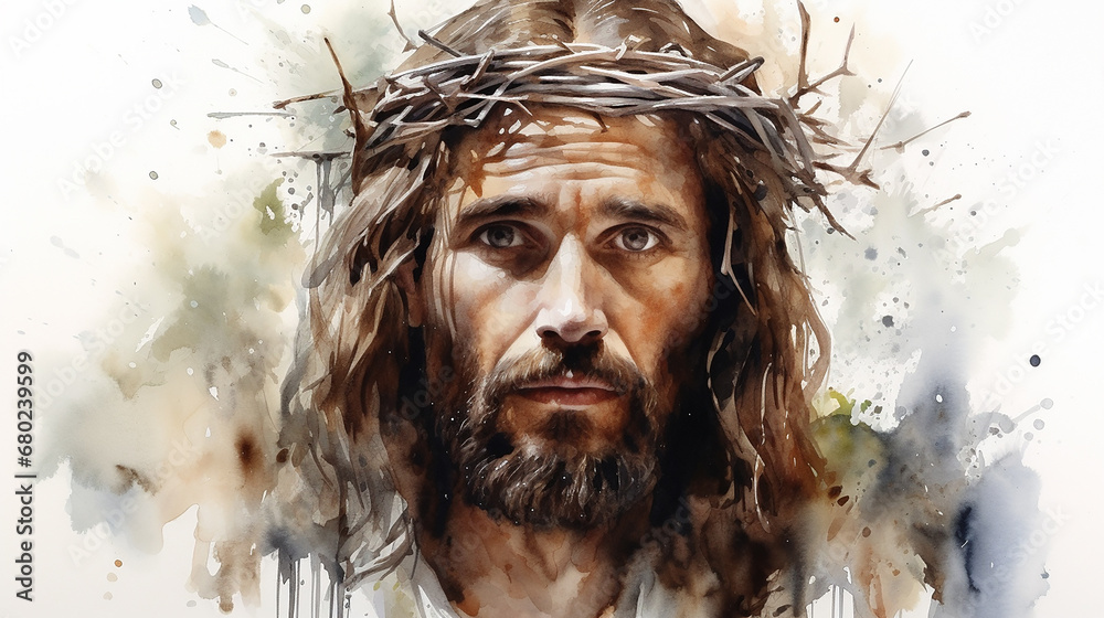 pascoa de jesus cristo em arte aquarela  - obrazy, fototapety, plakaty 