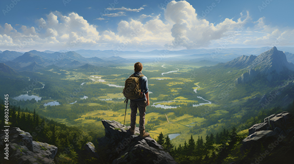 Fototapeta premium hiker in the mountains