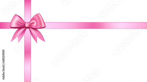 pink color bow with horizontal and Vertical cross ribbon for decorate your wedding invitation card ,greeting card, certificate, coupon or gift boxes
