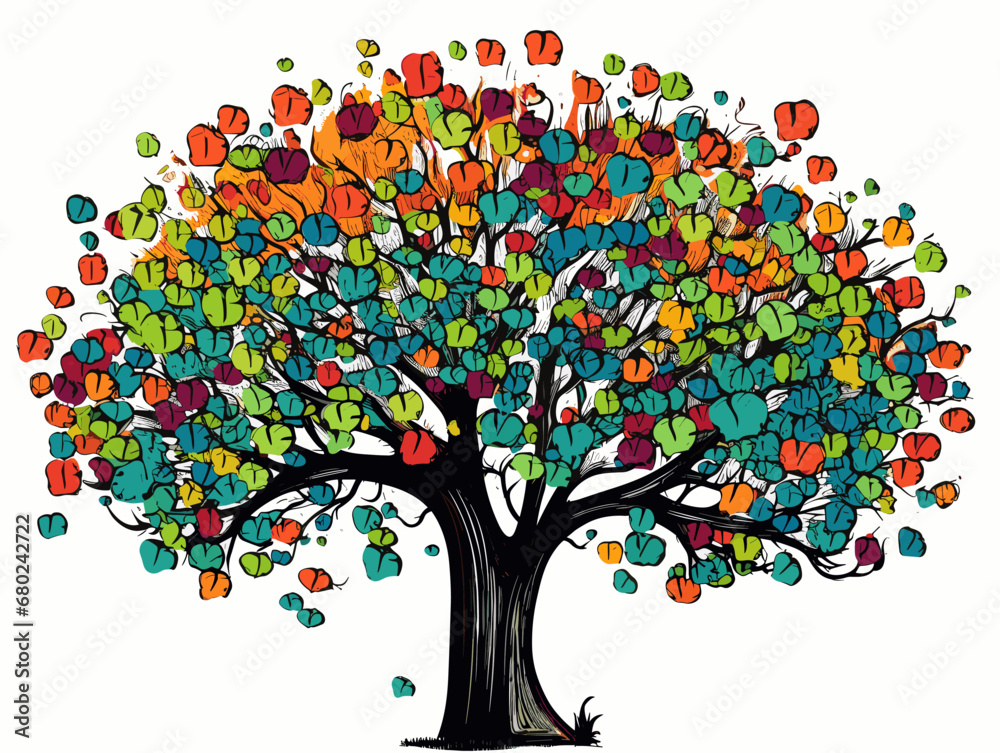 A Colorful Tree With Many Leaves - A tree composed of many colorful clover. A Colorful Tree With Many Leaves - A tree composed of many colorful clover.