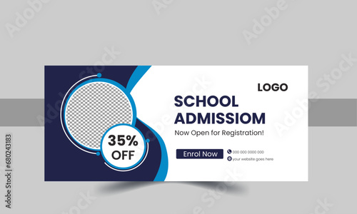 school education Facebook cover page layout & kids school admission web banner template design set.