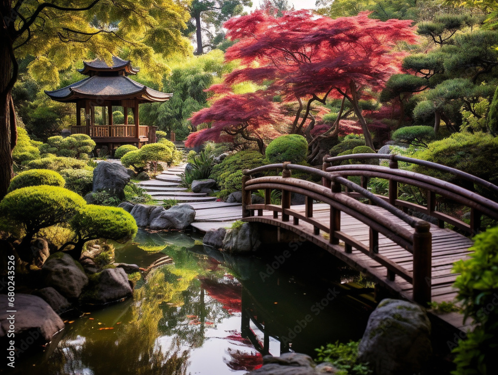 A serene and beautiful Japanese garden with a tranquil koi pond, adorned with 00340 03 rl. A serene and beautiful Japanese garden with a tranquil koi pond, adorned with 00340 03 rl.