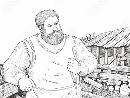A Man With A Beard And Mustache - british timber theives Medieval crime Medieval art