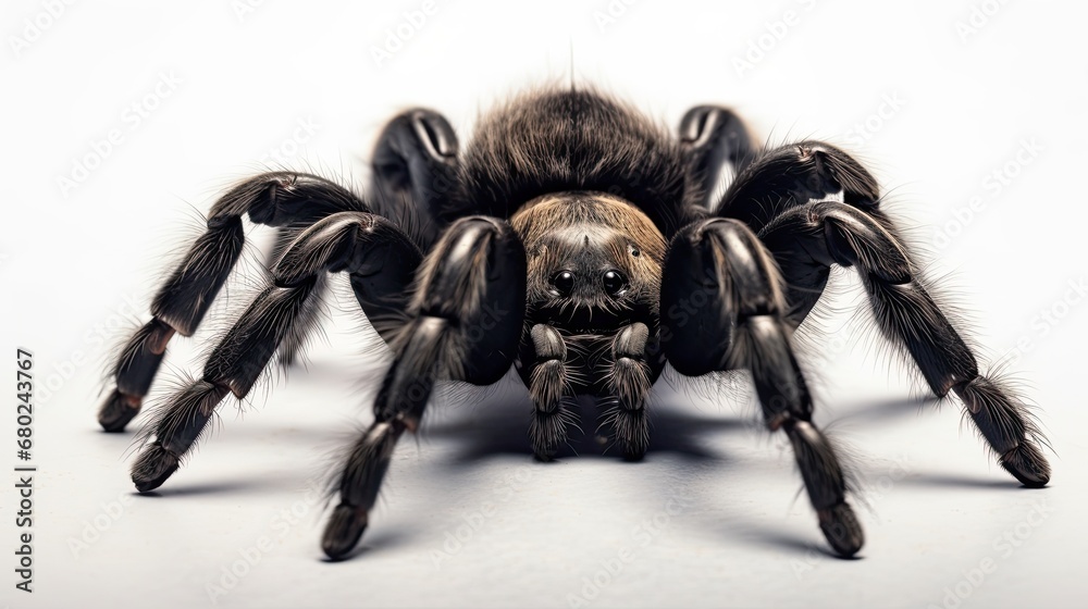 Close up black spider isolated on white background Close up black spider isolated on white background