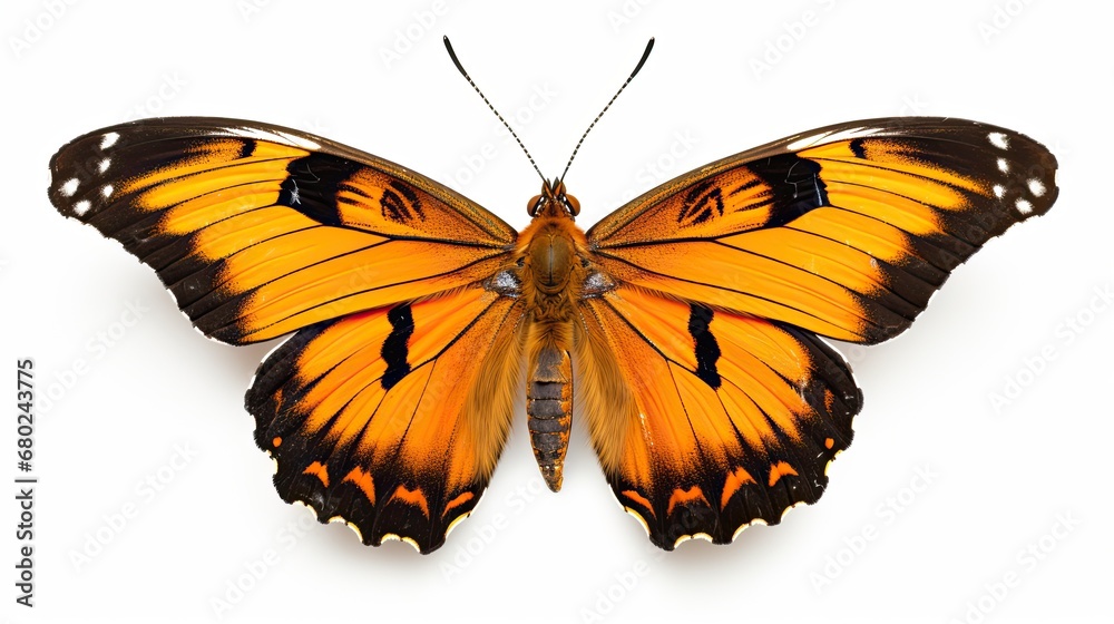 Yellow butterfly top view angle on isolated white background Yellow butterfly top view angle on isolated white background