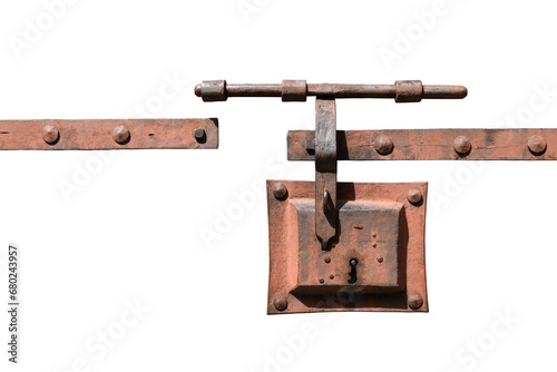 An old iron lock isolated on the transparent background
