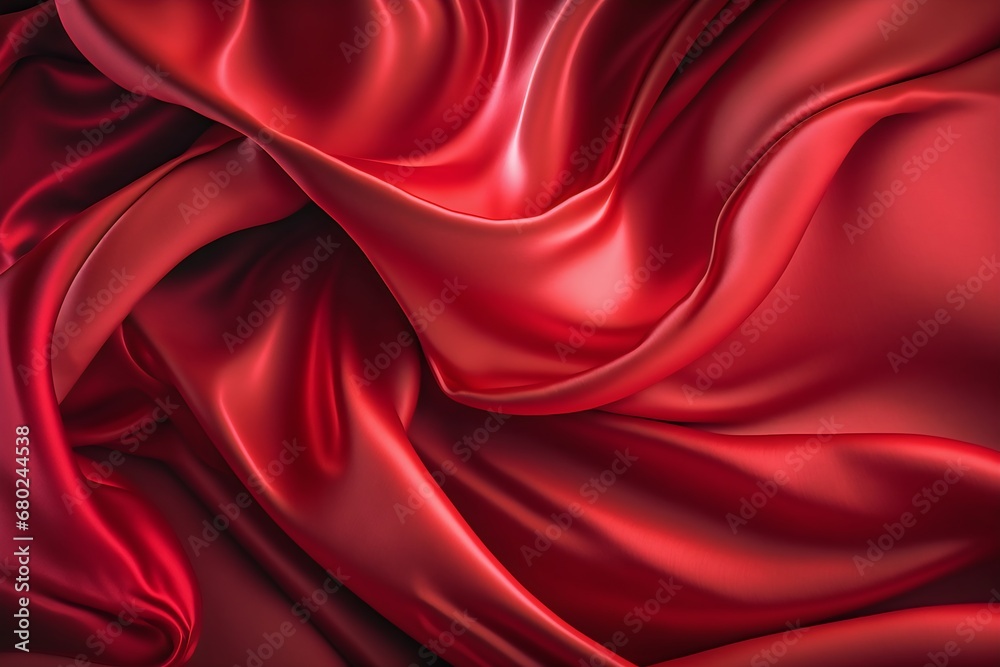 Obraz premium Red silk drapery background. Generative AI.