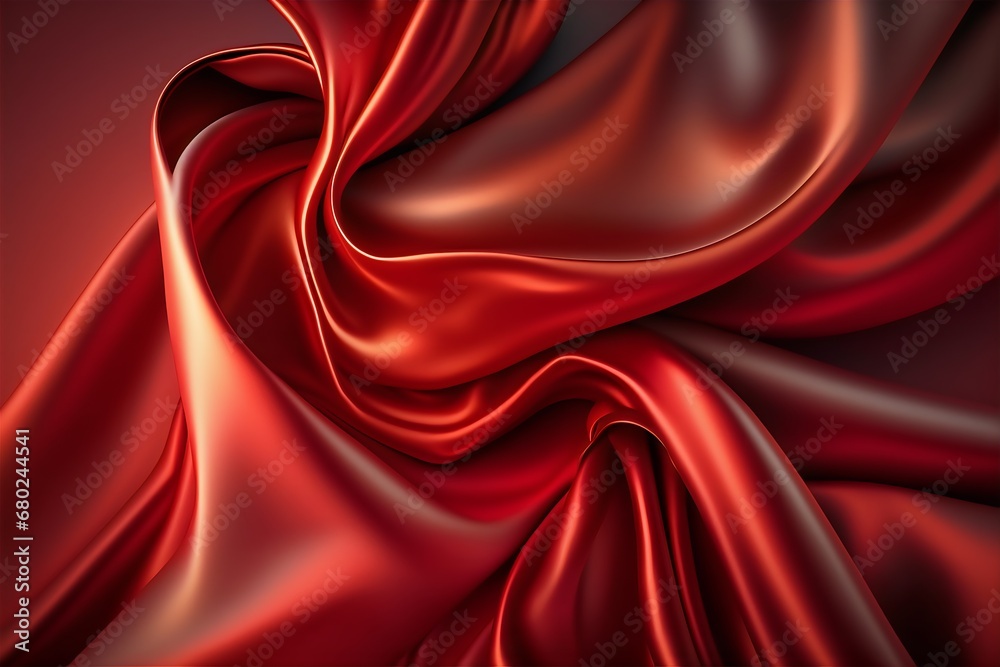 Obraz premium Red satin background. Generative AI.