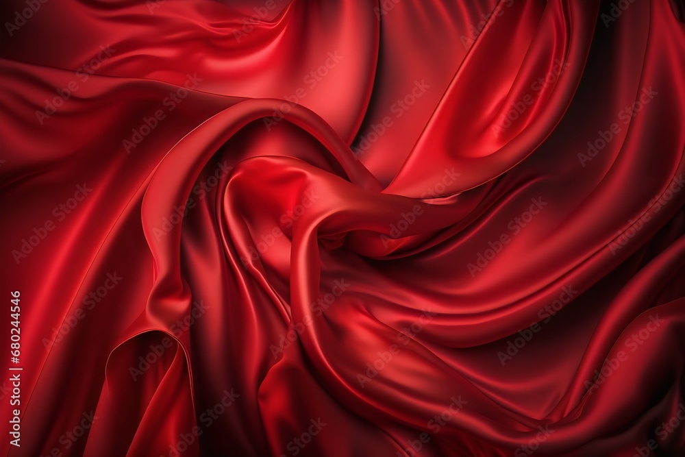 Obraz premium Red satin or silk luxury cloth texture can use as abstract background. Generative AI.