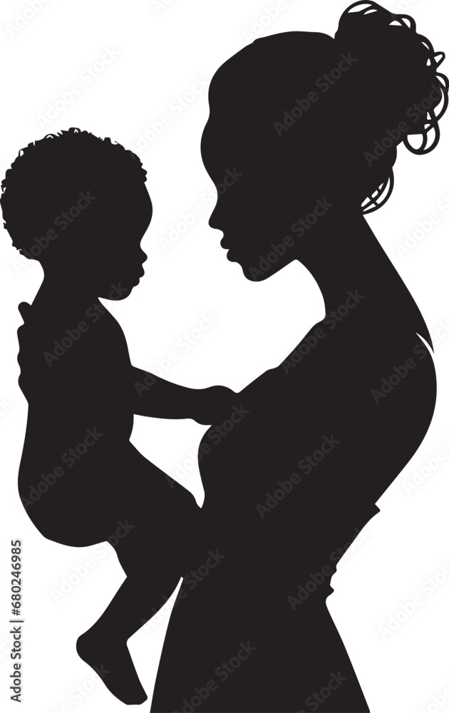 Mother Holding Her Baby Silhouette Vector Illustration EPS Mother Holding Her Baby Silhouette Vector Illustration EPS