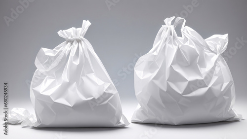 White garbage bags with white background, environmental protection, Earth Day