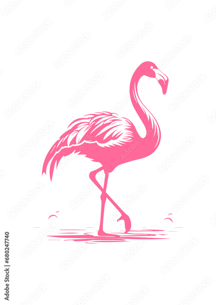 Fototapeta premium Tropical Flamingo Vector Illustration