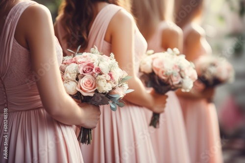 Bride and Bridesmaids Radiate Elegance with Bouquets