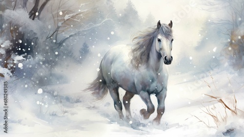  Christmas horse in snow Beautiful whimsical winter landscape