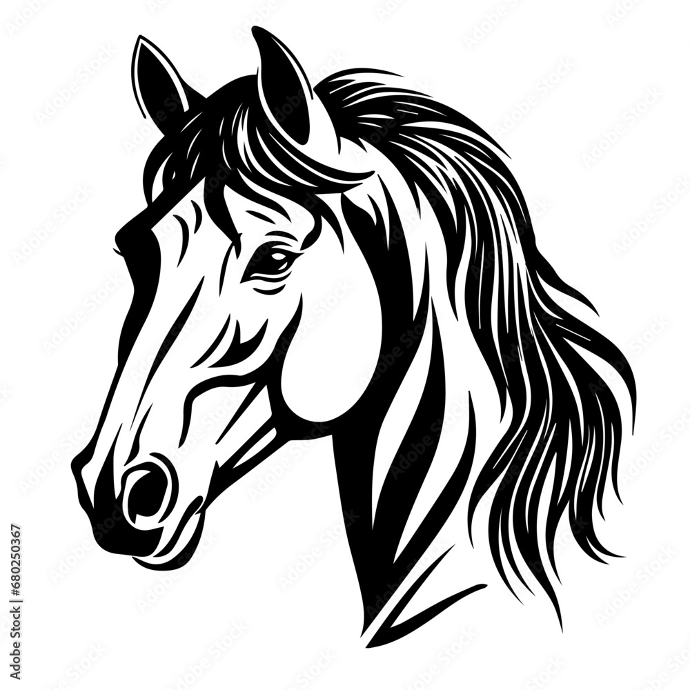 Majestic Horse Head Vector Illustration Majestic Horse Head Vector Illustration