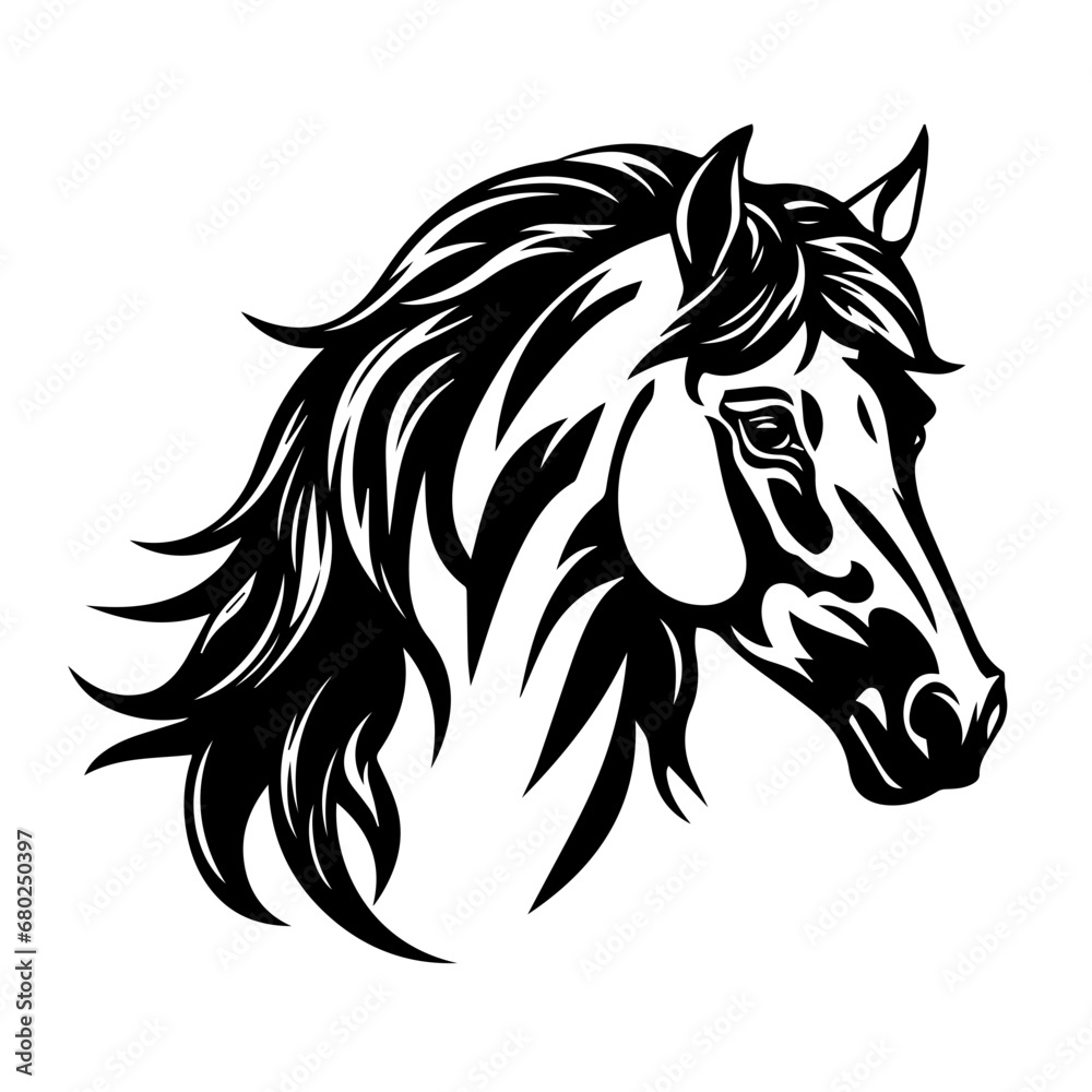 Majestic Horse Head Vector Illustration