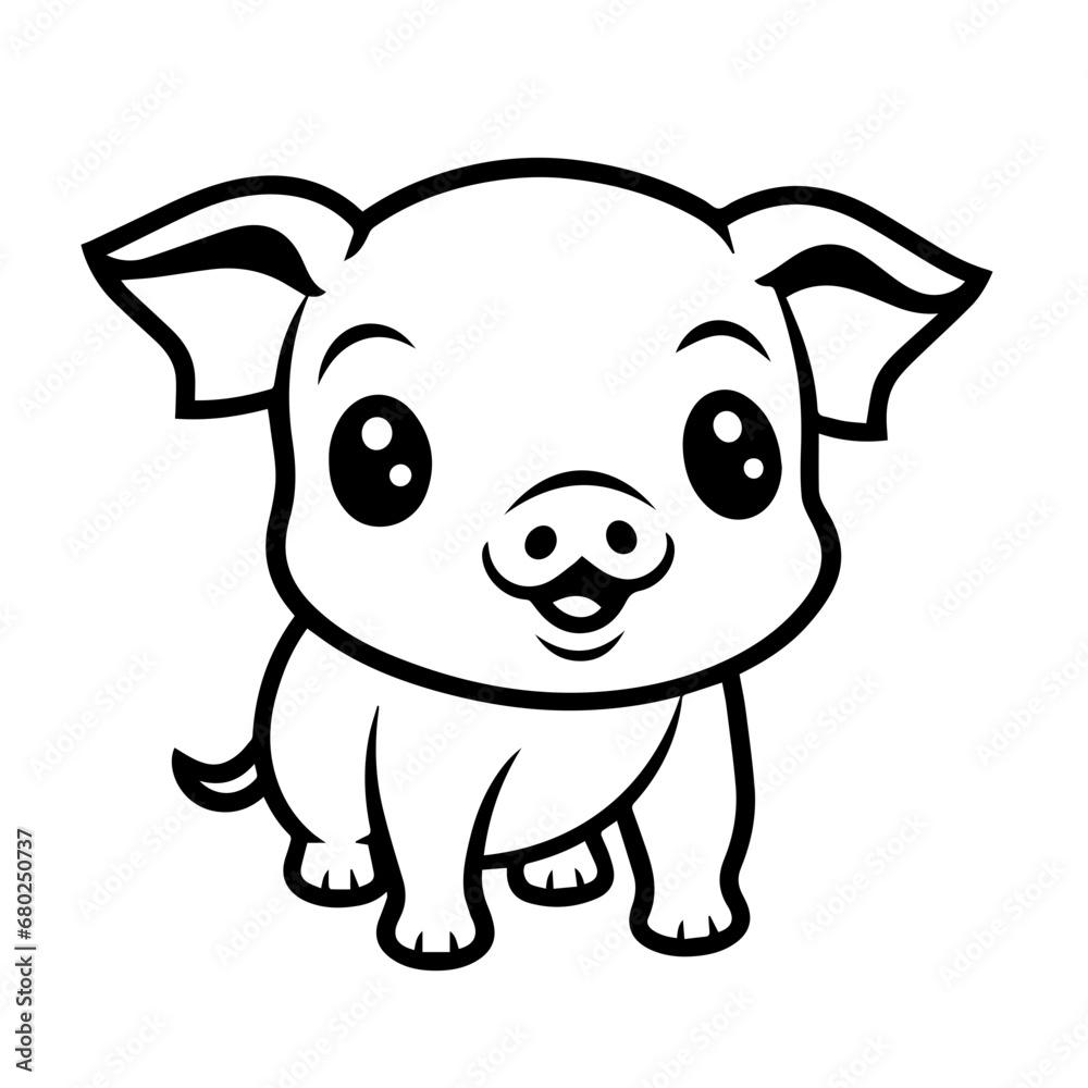 Kawaii Pig Vector Illustration Kawaii Pig Vector Illustration