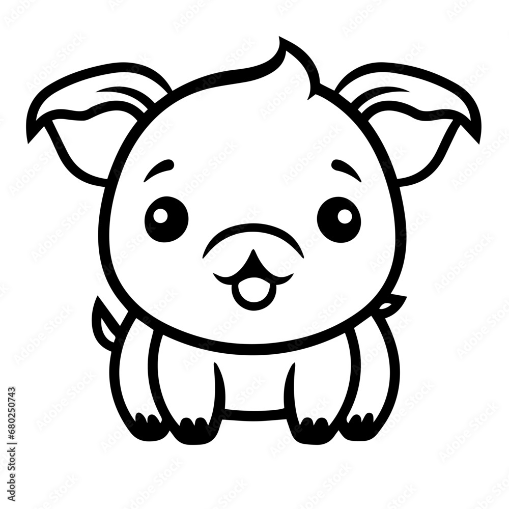Kawaii Pig Vector Illustration Kawaii Pig Vector Illustration