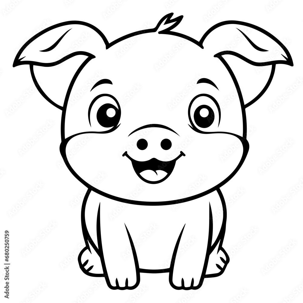 Kawaii Pig Vector Illustration Kawaii Pig Vector Illustration