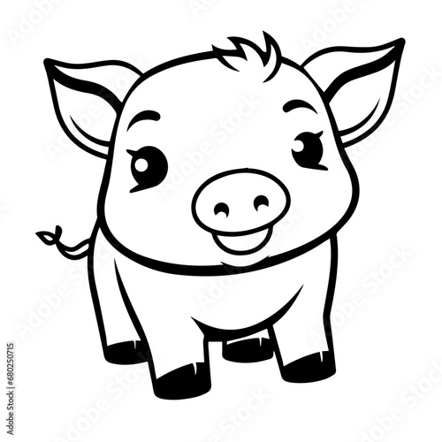 Kawaii Pig Vector Illustration